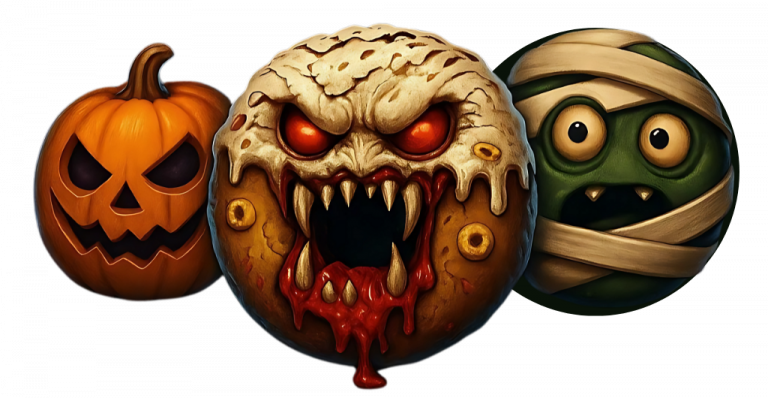 Pumpkin, monster and mummy donuts